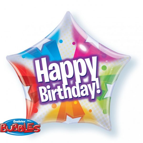 22 Inch Birthday Stars & Dot Patterns Bubble Balloon 13758