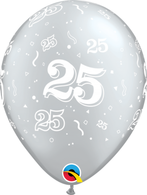 25-A-Round Silver Latex 11" Balloon 18288