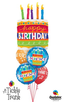 Birthday Blue Cake & Candles Balloon Bouquet BK-12
