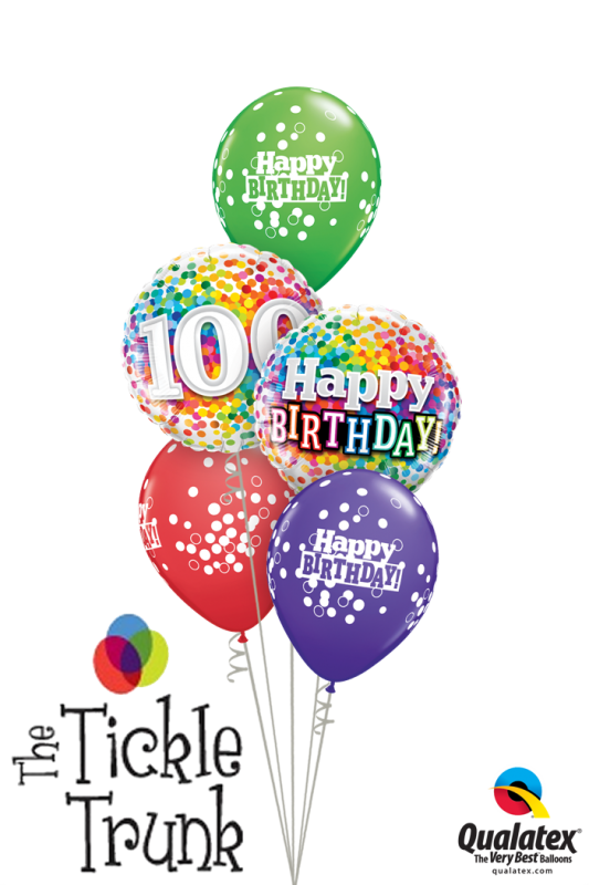 One Happy Century 100th Birthday Confetti Balloon Bouquet AR-20 49496 49565 52962